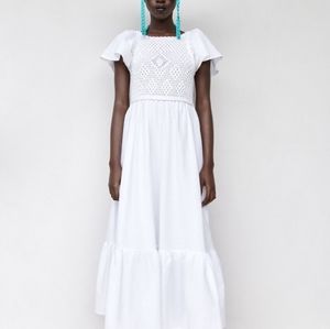 NWT ZARA Maxi White Linen Dress Sz XL